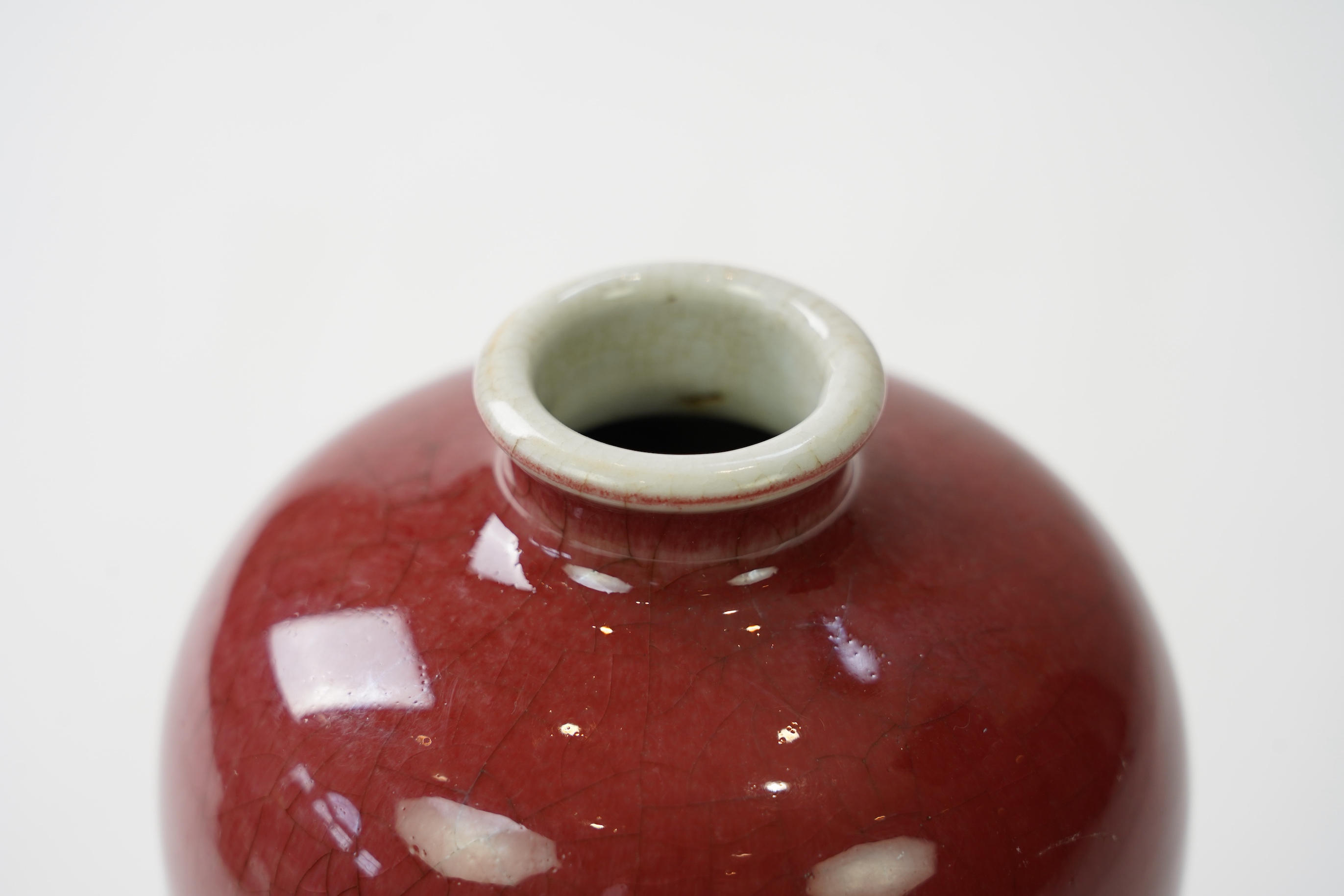 A Chinese Sang de boeuf glazed meiping, 20cm